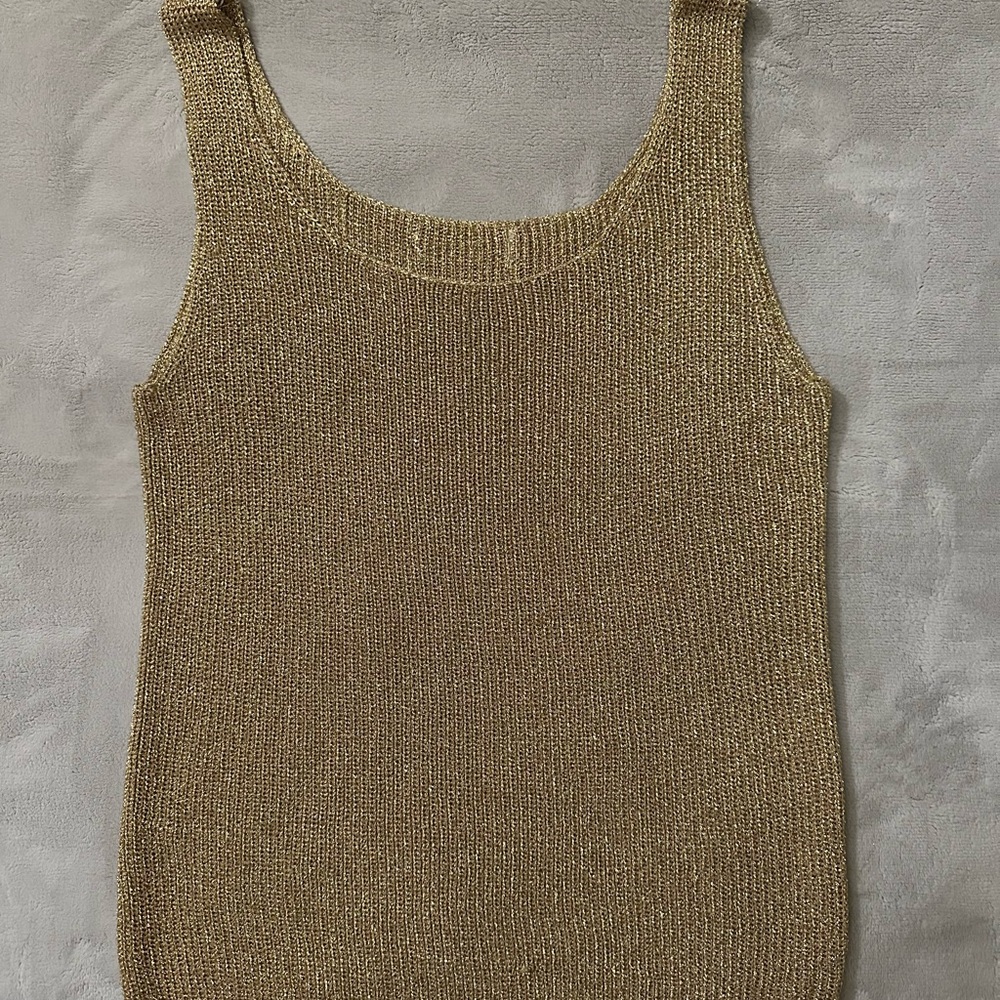 Elegant Gold Knit Tank Top